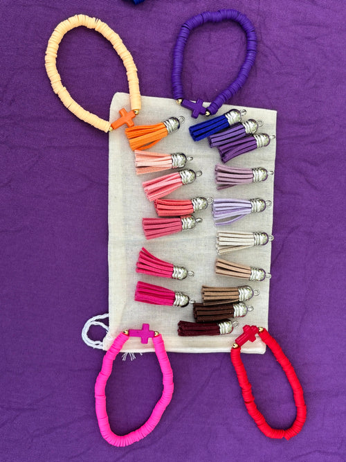 Jewelry religious Polished leather beaded keychains